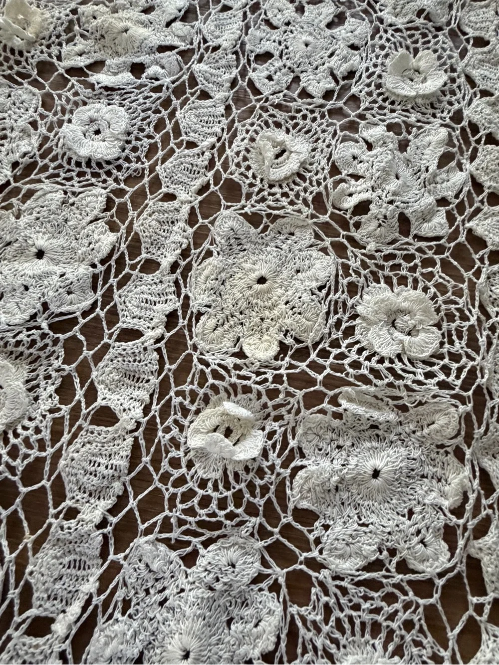 Handmade Cream Crochet Tablecloth - Elegant Lace Dining Linen